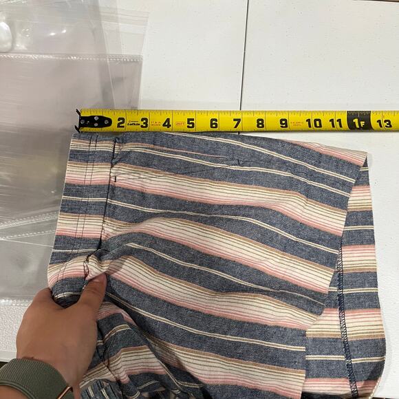 JCrew Stripe Pink Gray Linen Blend Pull On Shorts Pockets Womens 10 - Picture 7 of 7